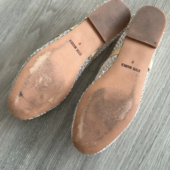 Steve Madden Gold & Nude Mesh Mary Jane Flats - Picture 6 of 9